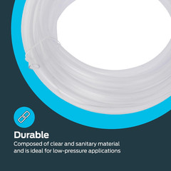3/8 Inch ID 1/2 Inch OD PVC Clear Vinyl Tubing 10 Foot Length 98620 NEW