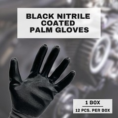 12-24 Black Nitrile Coated Plam Nylon Industrial Work Non-Disposable Gloves