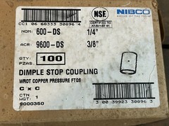 NIBCO 600-DS/9600-DS 1/4 3/8 Dimple Stop Couplings Copper Fittings, Box of 88