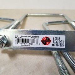 Lot Of 4 BOLT U SQUARE 3/8X4X7IN ZINC