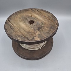 Maring Wire Co White Cloth 16-18 gauge Copper Wire on Wood & Steel Spool, 1920’s