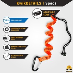 KwikSafety TENTACLE Light Duty Retractable Bungee Tool Lanyard w/ Carabiner Clip