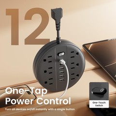 Surge Protector Power Strip, Extension Cord with 6 AC Outlets, 6 USB Ports (2…