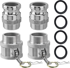 2 Pack Aluminum Camlock Fittings Type B & Type F Cam and Groove Hose Fittings A+