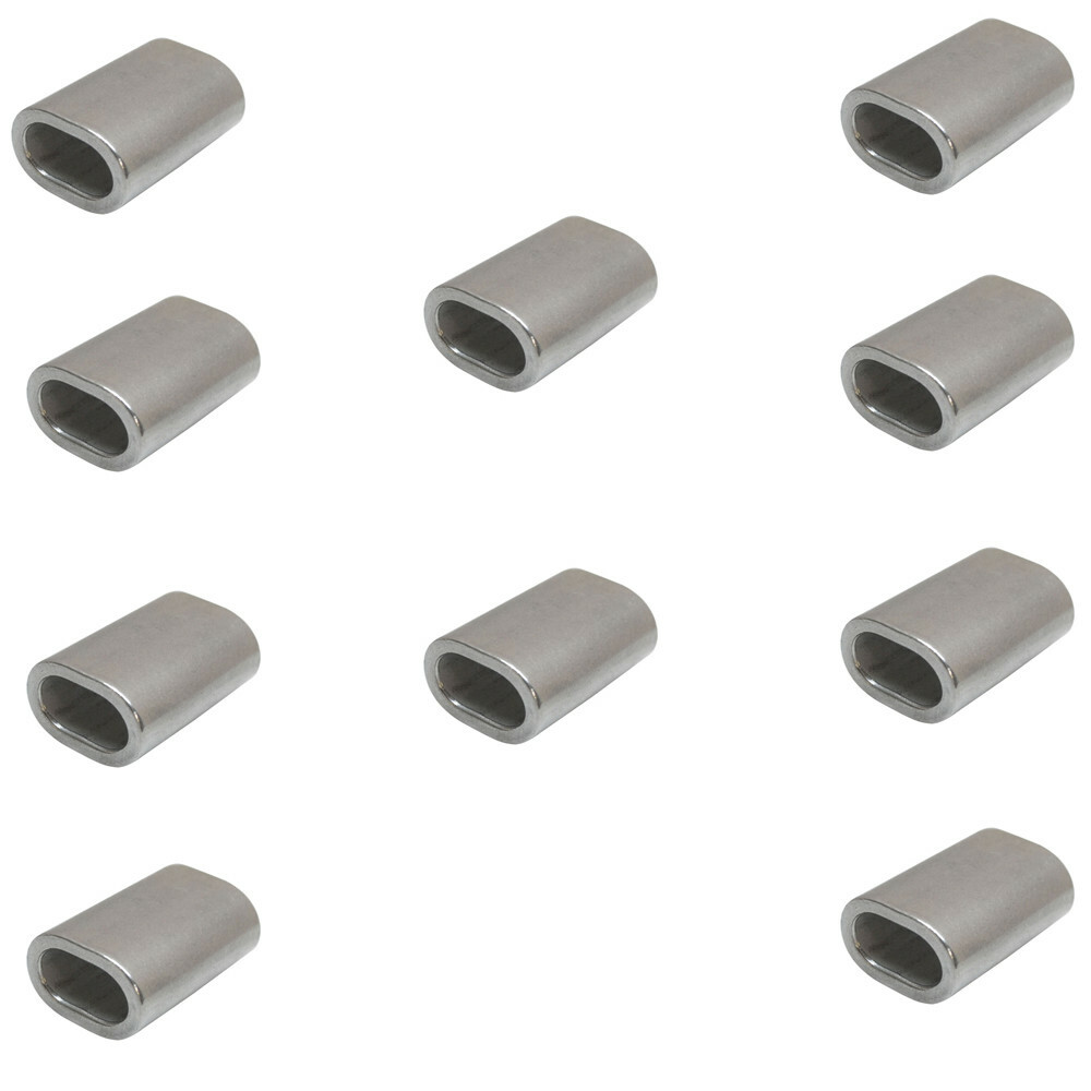 10 Pc 1/8” Marine Stainless Steel Wire Rope Oval Sleeve Sleeves Crimping SS316