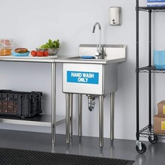 12 Pack Wash Rinse Sanitize Sink Labels, Hand Wash Only Sign, 3 Compartment Sink