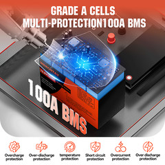 12V 100Ah LiFePO4 Lithium Battery BMS Deep Cycle for RV Marine Solar Off-grid