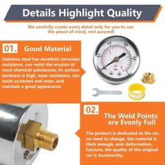 1/8INCH NPT Pressure Gauge 0-15 PSI w/3/8IN Back Mount 1.5IN Face Diameter