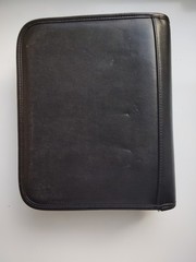 Franklin Covey Top Grain Leather Organizer 7-Ring Zip Around Black 10″ Vintage