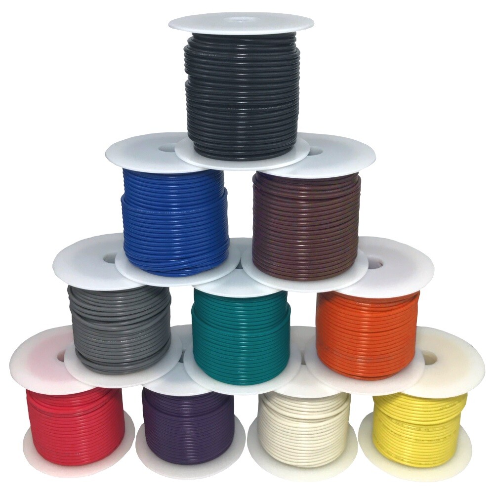 14 AWG Gauge GXL Automotive Stranded Hook Up Wire 10-Color Kit, 100 ft Each, 60V