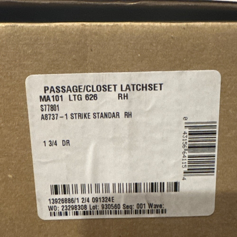 Falcon Passage Mortise Lock Satin MA101 SG 626 RH Chrome S77801 A8737-1