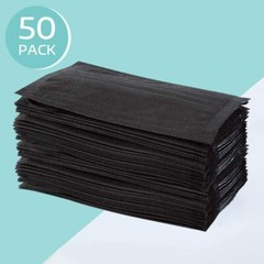 Face Mask 50 PCS BLACK Color 4-Ply Disposable Face Mask Earloop Mouth Cover