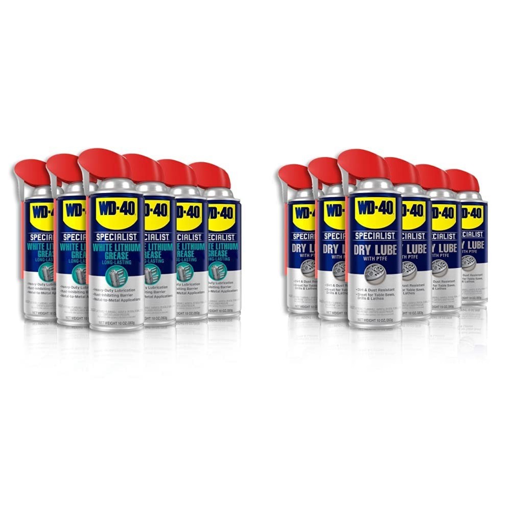 WD-40 Specialist White Lithium Grease Spray with Smart Straw Sprays 2 6-Pack