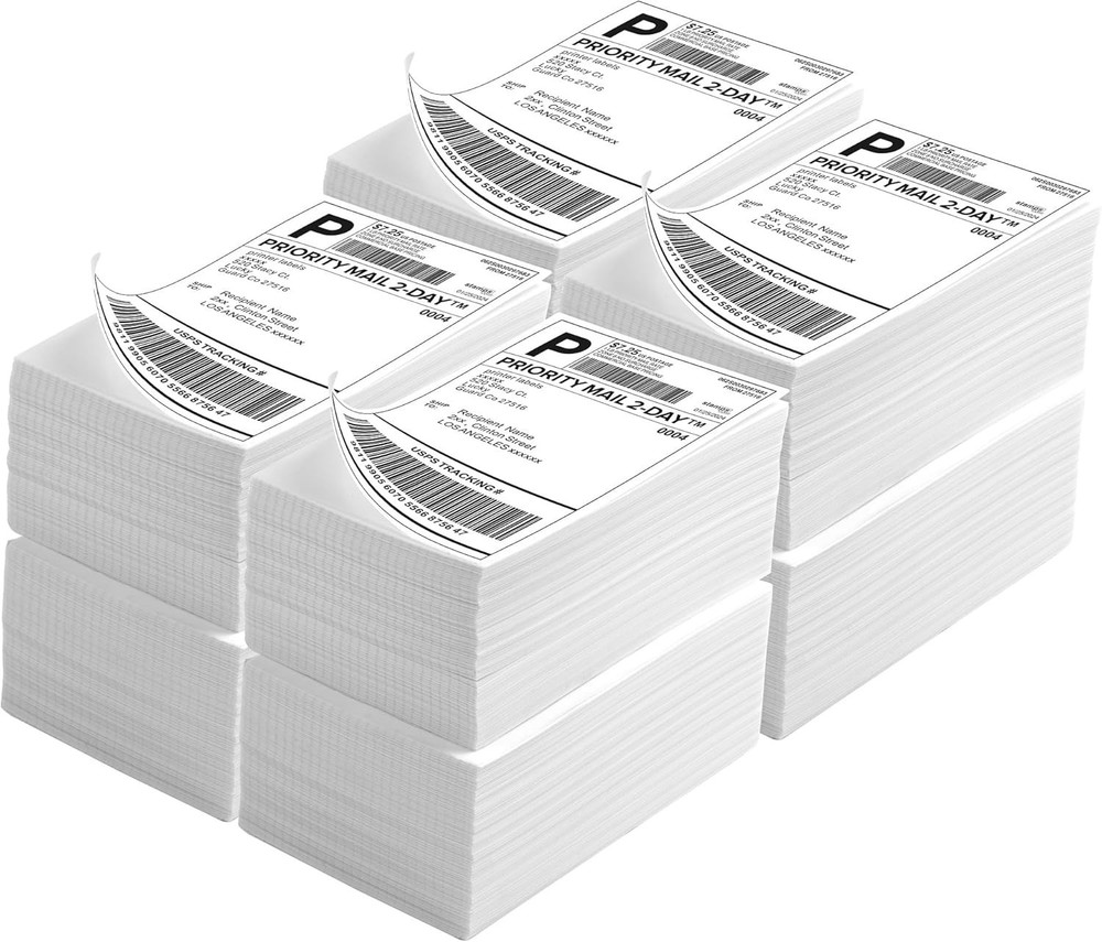 20 Fanfold 4 x 6 Direct Thermal Labels White Perforated Shipping Labels