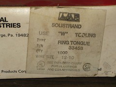 BOX (100) AMP Solistrand Electrical Connector Ring Tongue Copper 12-10 AWG 33458
