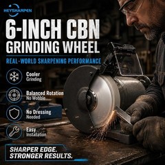 NEW 6″ CBN Grinding Wheel 180 Grit 1/2″ Arbor 1″ Wide for Bench Grinder & HSS To
