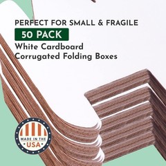 Boxes Fast Small Business Packaging, Shipping Box 4 x 3 x 2, 50 Bulk | White