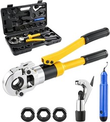 Hydraulic Copper Pipe Press Crimping Tool Kit PEX Crimper 1/2 3/4 1 Inch with Cu