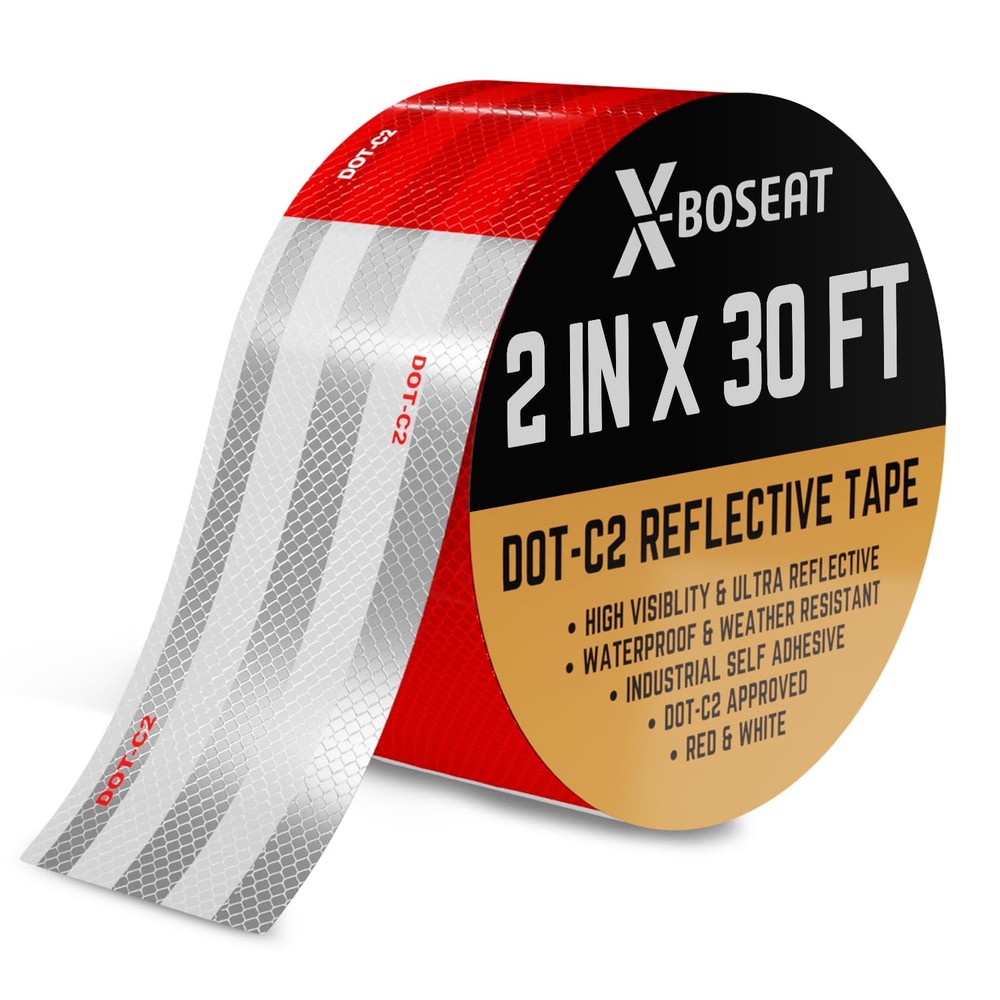 DOT-C2 Reflective Tape 2 inch x 30 FT Waterproof Red/White Adhesive Conspicui…