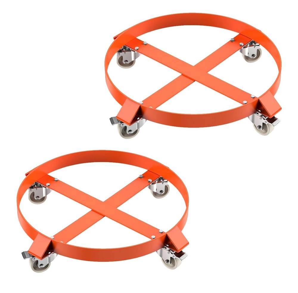 2PCS 55 Gallon Drum Dolly 1250lbs 360° Swivel Casters Heavy Duty Steel Frame USA