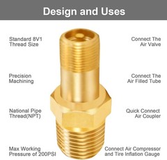 1/8″ NPT Tank Valve, Anti-Corrosion Brass Schrader Valve with 1/8″ Male NPT a…