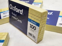 500 Cards – Oxford Ruled Index Cards 3″ x 5″ Canary 7321CAN (100 per pack)