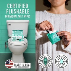 Flushable Wipes Unscented Cucumber Vitamin-E Aloe Individually Wrapped 30