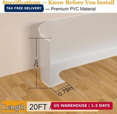 Self-Adhesive Flexible Baseboard Molding Trim – 60 Ft Vinyl Wall Base for Curved