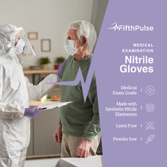 Fifth Pulse Nitrile Exam Latex Free & Powder Free Gloves – Lilac – 50pcs (XL)