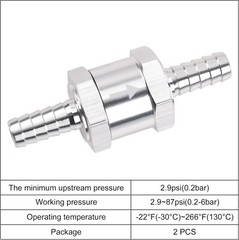 4x 10mm 3/8″ Fuel Line Non-Return One Way Air Fuel Oil Check Valve Diesel Gas