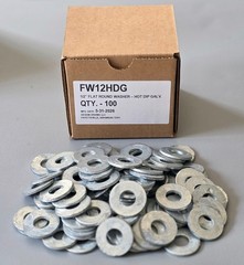 BOX OF 100 – 1/2″ – USS Hot Dipped Galvanized Flat Washers