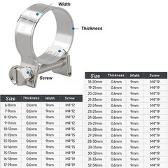 Mini Hose Jubilee Clip Clamp Fuel Line Petrol Pipe Clamps Clips Stainless Steel