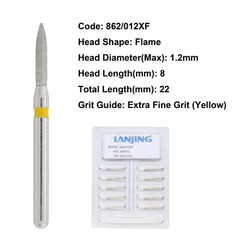 Dental Burs Diamond Flame FG for High Speed Handpiece Friction Grip Coarse Fine