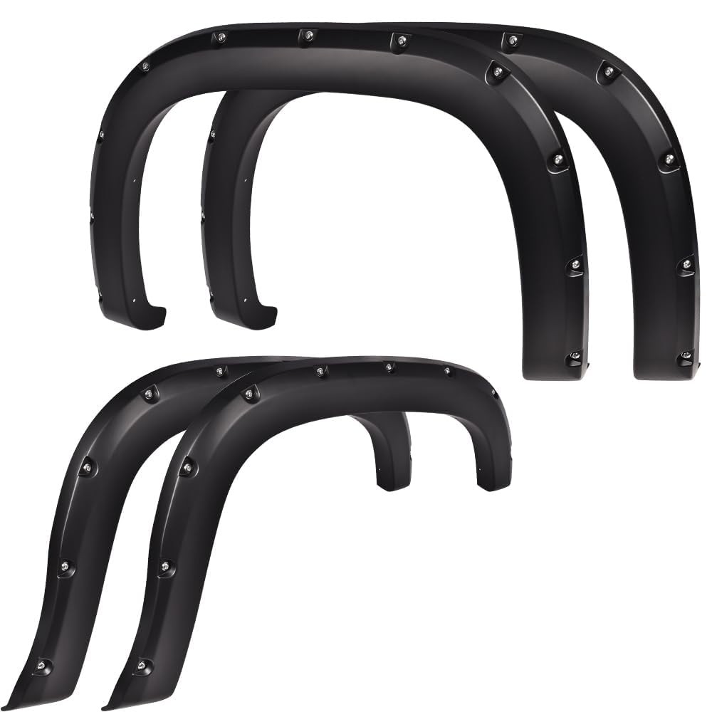 4pcs Fender Flares 07-13 GMC Sierra 1500 Smooth Black Pocket Rivet Paintable