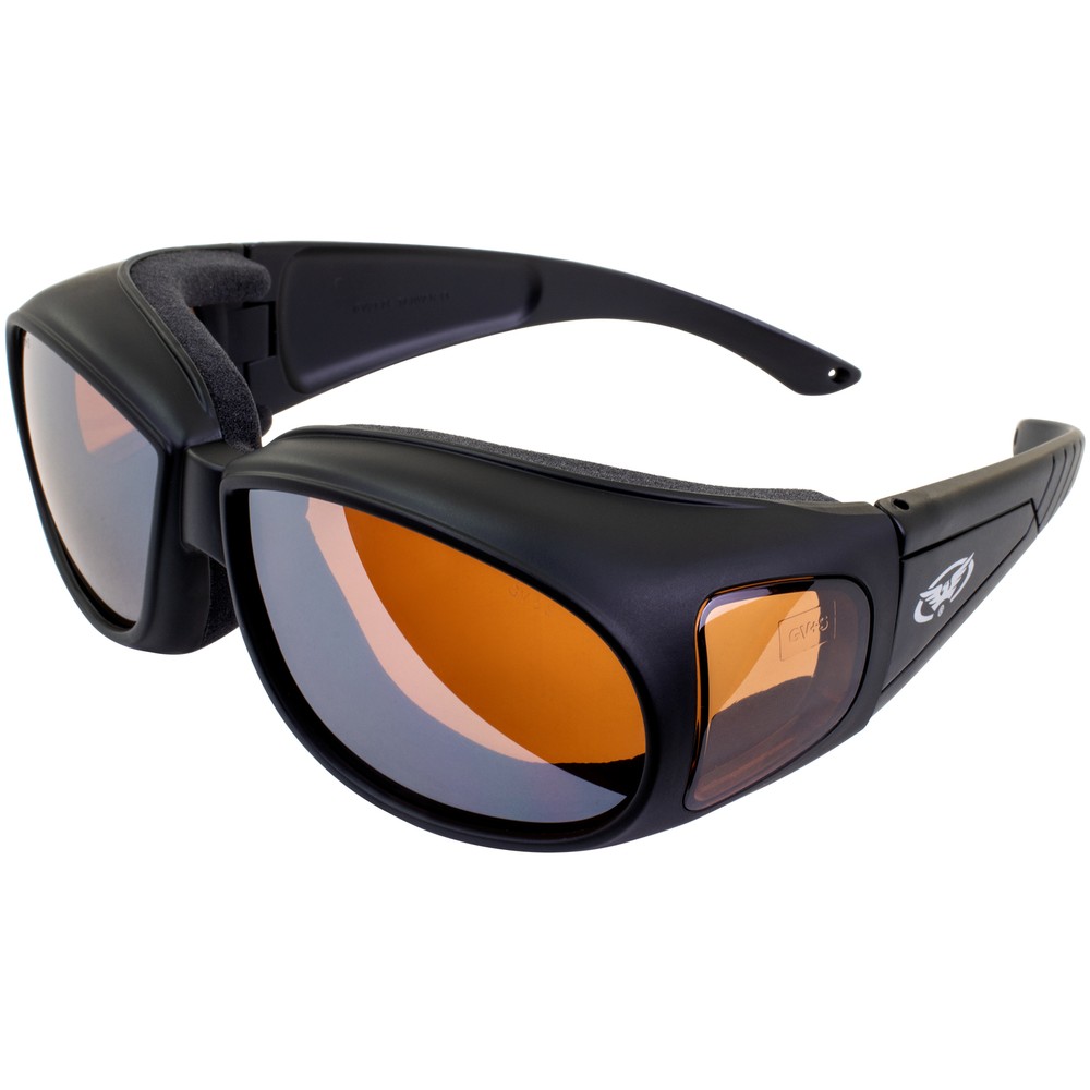 Global Vision Outfitter Safety Glasses Black Frames Anti-Fog Driving Mirror Lens