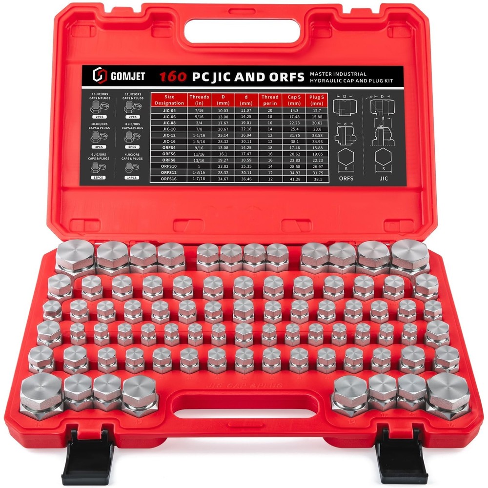 Hydraulic Cap & Plug Fitting Kit – 160 PC ORFS & 37° Dash Sizes 4-16