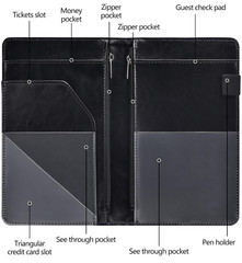 Server Books for Waitress – Leather Waiter Book Server Wallet with Zipper, Cute