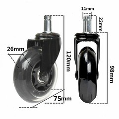 Set of 5 Office Chair Caster Rubber Swivel Wheels Replacement Heavy Duty 3 inch