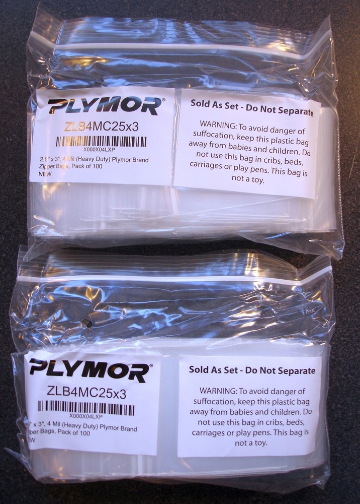 2.5″ x 3″, 4 Mil (Pack of 200) Heavy Duty Plastic Reclosable Zipper Bags PLYMOR