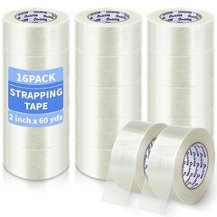 16 Rolls 2 Inch X 60 Yards 5.5 Mil Fiberglass Filament Packing Tape Transpare…