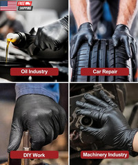 8 Mil Heavy Duty Disposable Nitrile Gloves with Diamond Texture Grip Rubber Glov