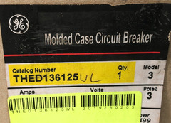 New General Electric THED136125 Circuit Breaker 125A 600VAC 250VDC 3P Model 3