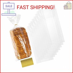 Nicunom 300 Pack Clear Bread Bags with Ties,18x4x8 Inches Plastic Bread Bag Bulk