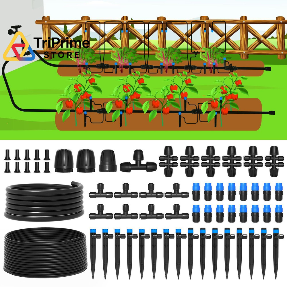 MIXC 230FT Quick-Connect Drip Irrigation 33FT Main tube+197FT 1/4” tube