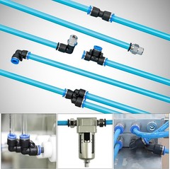 60 Pieces Push to Connect Fittings 1/8”, 1/4”, 3/8”, 1/2” for Air Line Tube, Qui