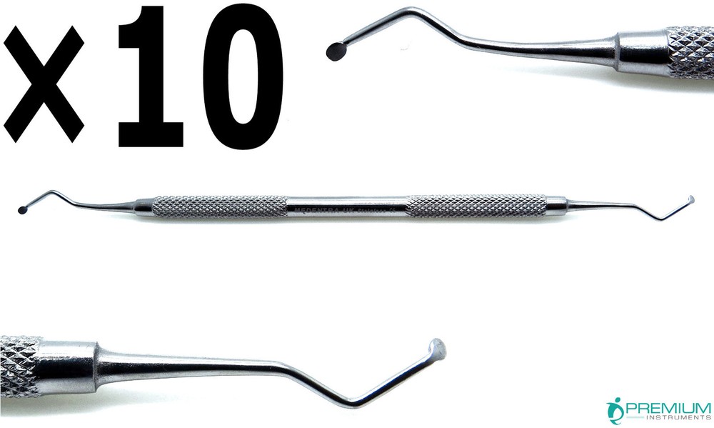 10× Dental Excavator 125/126 Double Ended Spoon 2.5mm Instruments