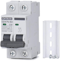 AC Miniature Circuit Breaker, 32 Amp 120V/240V 2 Pole DIN Rail Mount Circuit Bre
