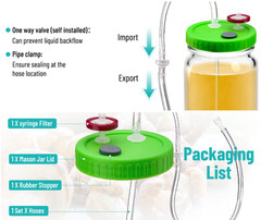 Upgraded Lliquid Culture Lid with Tubing for Media Extraction Standard Mason Jar