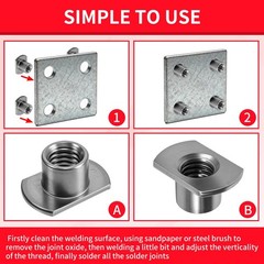 30Pcs Weld Nuts Set,T-Shaped Weld Nuts Kit,3/8 in,5/16 in,1/4 in Tab Base UNC Ca