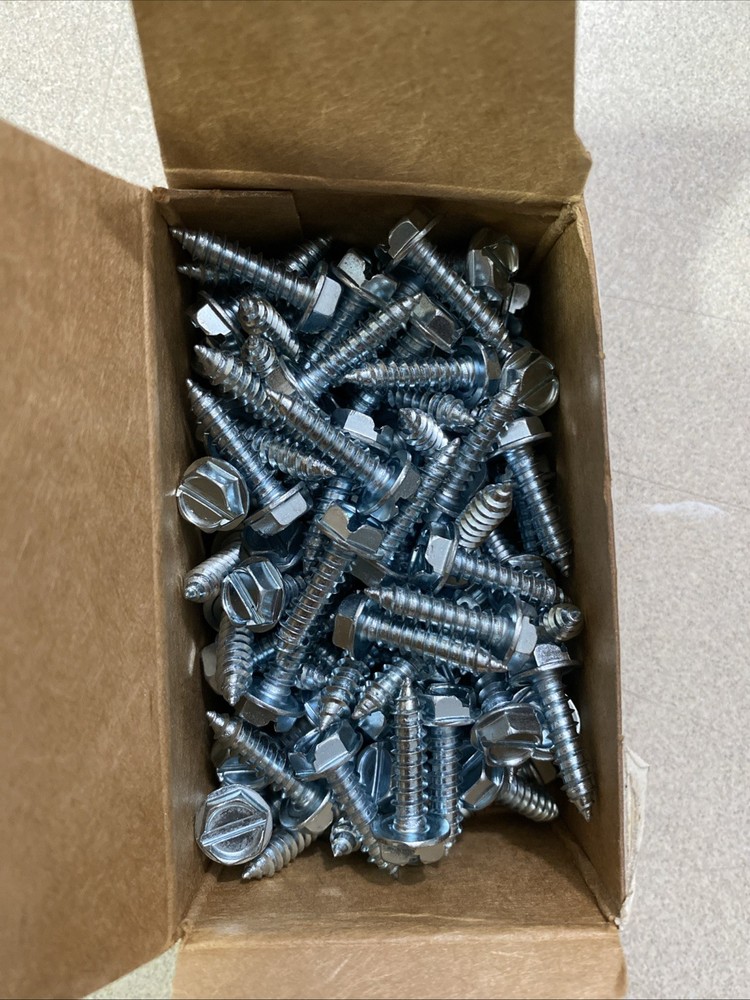 10 x 3/4″ Sheet Metal Screw Hex Washer Head Slotted Zinc SMS Type AB 2 Box